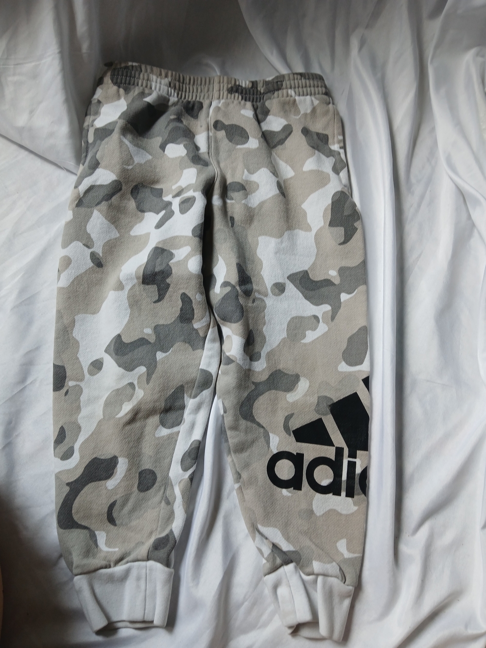 Adidas Kids' Camo Jogger Pants in Beige/Grey Size 5